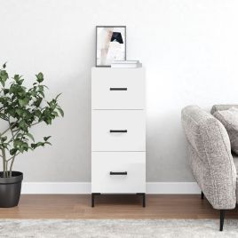 Sideboard High Gloss White 34.5x34x90 cm Engineered Wood