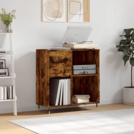 Record Cabinet Smoked Oak 84.5x38x89cm Engineered Wood