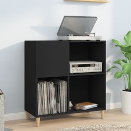 Record Cabinet Black 84.5x38x89cm Engineered Wood
