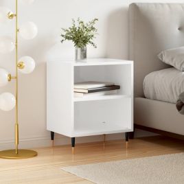 Bedside Table - ADRIAN Aven Nightstand High Gloss White 40cm