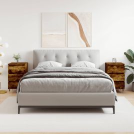 Bedside Table - MONTREAL 2 Piece Nightstand Smoked Oak 40cm