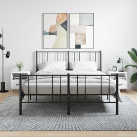 Bedside Table - ROGERS Glen 2 Piece Nightstand White 40cm