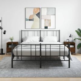 Bedside Table - ROGERS Kit 2 Piece Nightstand Brown Oak 40cm