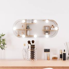 Wall Mirror with LED Lights 20x50cm Glass Oval