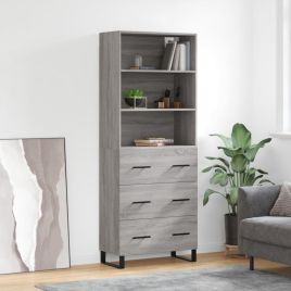 Highboard Grey Sonoma 69.5x34x180 cm Engineered Wood