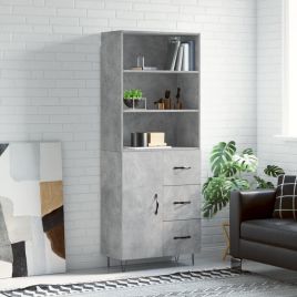 Highboard Concrete Grey 69.5x34x180 cm Engineered Wood