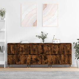 Sideboards 3 pcs Smoked Oak Engineered Wood