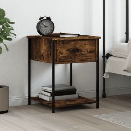 Bedside Table - HAMPTON Nightstand Smoked Oak 44cm