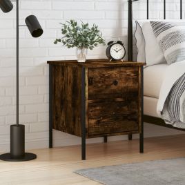 Bedside Table - LODI Cal Nightstand Smoked Oak 40cm
