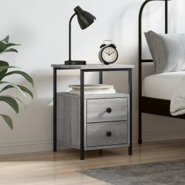Bedside Table - RAWLINS Nightstand Grey Sonoma 34cm