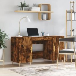 Desk Smoked Oak 140x50x75 cm Engineered Wood