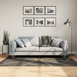 Rug Washable Black and Gold 120x180cm Anti Slip