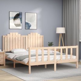 Bed Frame with Headboard 160x200 cm Solid Wood