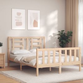 Bed Frame with Headboard 140x200 cm Solid Wood