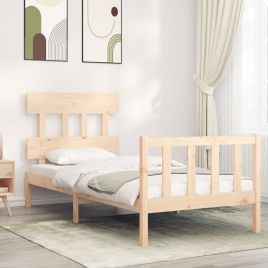 Bed Frame with Headboard 90x200 cm Solid Wood