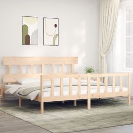 Bed Frame with Headboard Super King Size Solid Wood
