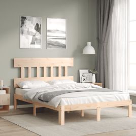 Bed Frame with Headboard 140x200 cm Solid Wood