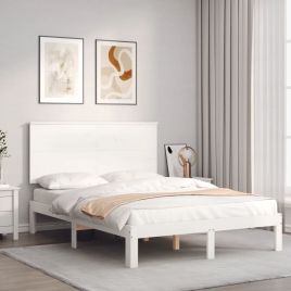 Bed Frame with Headboard White 120x200 cm Solid Wood