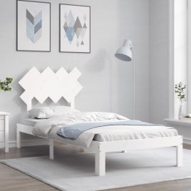 Bed Frame with Headboard White 90x200 cm Solid Wood
