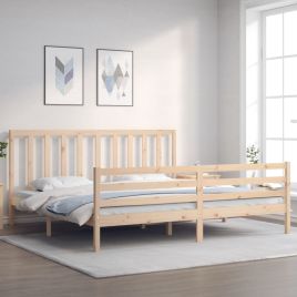 Bed Frame with Headboard 200x200 cm Solid Wood