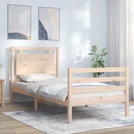 Bed Frame with Headboard 100x200 cm Solid Wood
