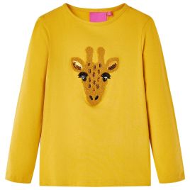 Kids' T-shirt with Long Sleeves Dark Ochre 140
