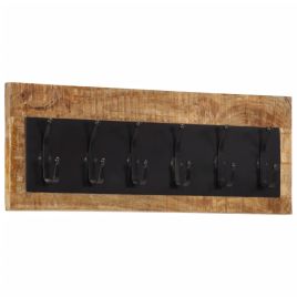 Wall Mounted Coat Rack with 6 Hooks Solid Wood Mango