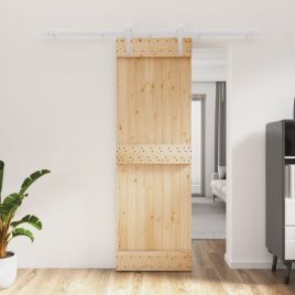 Sliding Door with Hardware Set 70x210cm Solid Wood Pine