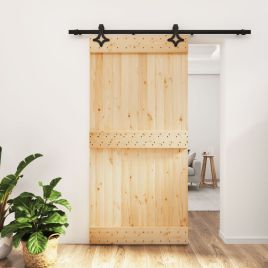 Sliding Door with Hardware Set 100x210cm Solid Wood Pine