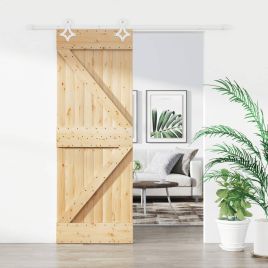 Sliding Door with Hardware Set 80x210cm Solid Wood Pine