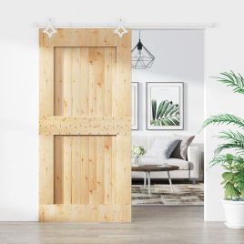 Sliding Door with Hardware Set 100x210cm Solid Wood Pine