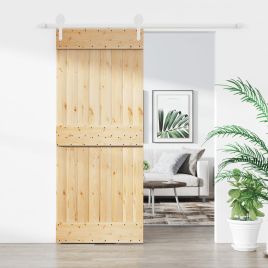 Sliding Door with Hardware Set 85x210cm Solid Wood Pine