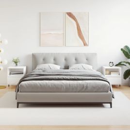 Bedside Table - PHOENIX Lou 2 Piece Nightstand White 40cm