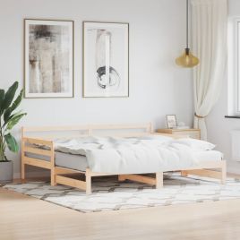Daybed with Trundle 90x200 cm Solid Wood Pine