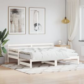 Daybed with Trundle White 90x200 cm Solid Wood Pine