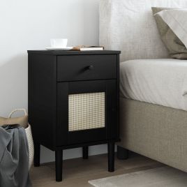 Bedside Table - NASHVILLE Nightstand Black 40cm