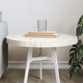 Table Top Round White Ã˜50x3 cm Solid Wood Pine