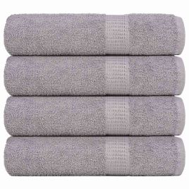 Bath Towels 4 pcs Grey 100x150 cm 360 gsm 100% Cotton
