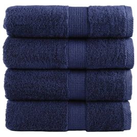 SOLMERE Premium Guest Towels 4Pieces Navy Blue 30x50cm 600gsm
