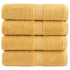 SOLMERE Premium Guest Towels 4Pieces Gold 30x50cm 600gsm