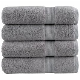 SOLMERE Premium Bath Towels 4Pieces Grey 100x150cm 600gsm