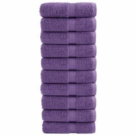 SOLMERE Premium Guest Towels 10 Pieces Purple 30x50 cm 600 gsm