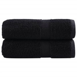 SOLMERE Premium Guest Towels 2 Pieces Black 30x50 cm 600 gsm