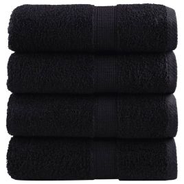 SOLMERE Premium Guest Towels 4 Pieces Black 30x50 cm 600 gsm