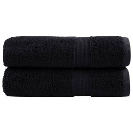 SOLMERE Premium Shower Towels 2 Pieces Black 70x140 cm 600 gsm