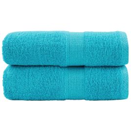 SOLMERE Premium Wash Towels 2 Pieces Turquoise 30x30 cm 600 gsm