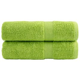 SOLMERE Premium Hand Towels 2 Pieces Apple Green 50x100 cm 600 gsm