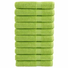 SOLMERE Premium Towels 10 Pieces Apple Green 100x200 cm 600 gsm