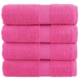 SOLMERE Premium Guest Towels 4 Pieces Pink 30x50 cm 600 gsm