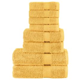 SOLMERE 8 Piece Premium Towel Set Gold 600 gsm